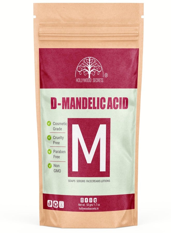 Hollywood Secrets AHA D-Mandelic Acid Powder 50gm Cosmetic Grade. Make Your Own Peel/Mask or add to Cream, Serum, Moisturizer - Image 1