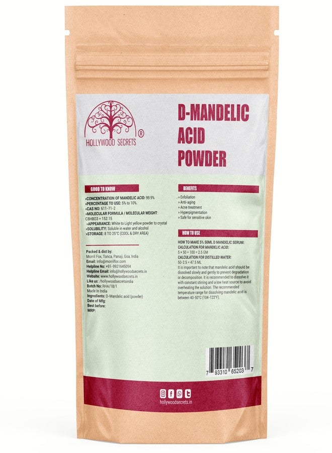 Hollywood Secrets AHA D-Mandelic Acid Powder 50gm Cosmetic Grade. Make Your Own Peel/Mask or add to Cream, Serum, Moisturizer - Image 2