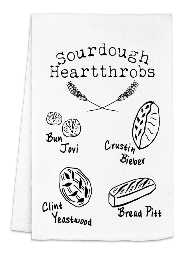Moonlight Makers Sourdough Heartthrobs Design, Funny Dish Towels for Bakers and Bread Lovers - Fun Apartment Essentials, Flour Sack Kitchen Towels, Celebrity Crush, Wash Cloths, White or Gray (White) - Image 1