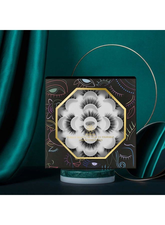 DYSILK False Lashes Fake Eyelashes - Mink Lashes Fluffy 7 Pairs 6D Mink Lashes Wispy Faux Mink Eyelashes Lashes Natural Look Eye Lashes Long Lashes Pack Reusable Eyelashes |007 - Image 5