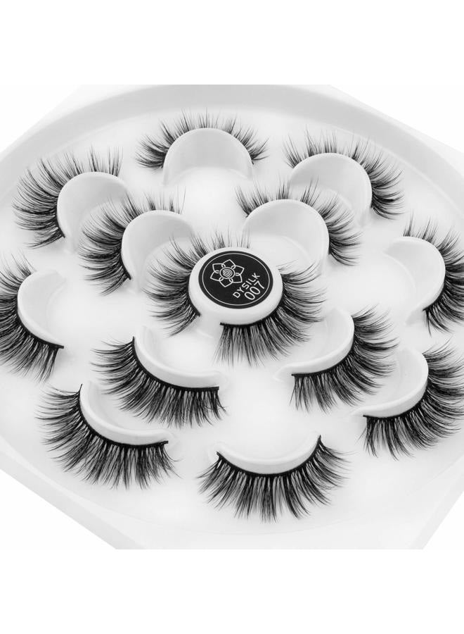DYSILK False Lashes Fake Eyelashes - Mink Lashes Fluffy 7 Pairs 6D Mink Lashes Wispy Faux Mink Eyelashes Lashes Natural Look Eye Lashes Long Lashes Pack Reusable Eyelashes |007 - Image 2