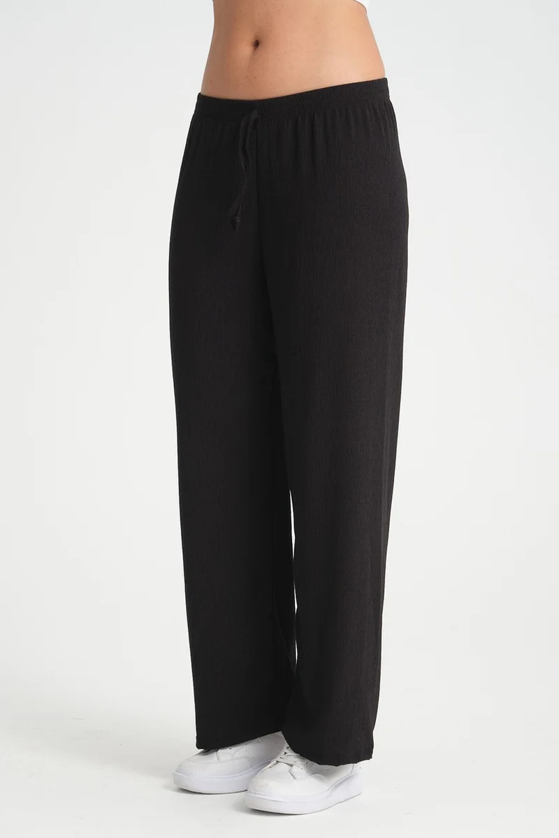 Twenty3 Women's Elastic Waist Summer Wide Leg Crepe Long Trousers