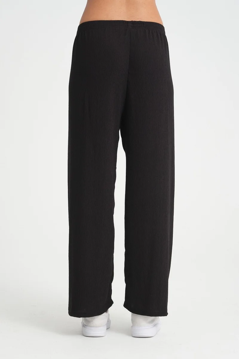 Twenty3 Women's Elastic Waist Summer Wide Leg Crepe Long Trousers