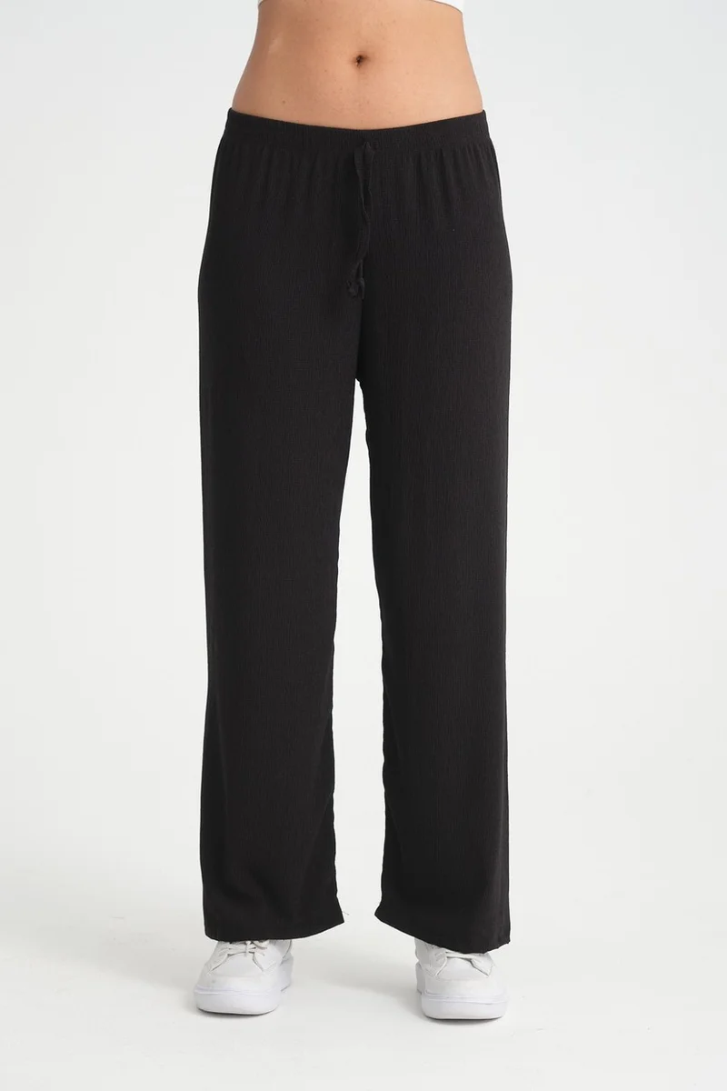 Twenty3 Women's Elastic Waist Summer Wide Leg Crepe Long Trousers