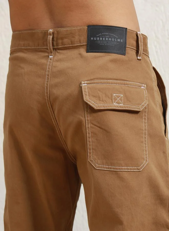 Hubberholme Relaxed Fit Cargo Pants with Contrast Stitch Detail by Styli