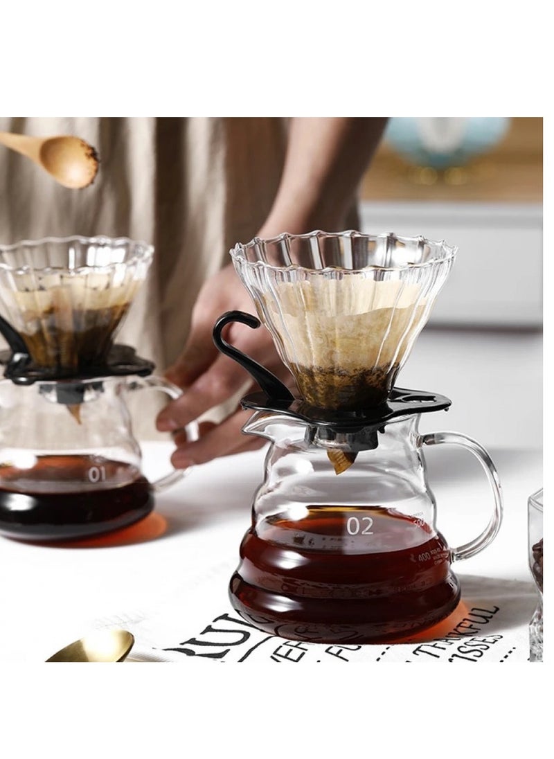 طقم تقطير v60 الة قهوة مكونة من قمع زجاجي وسيرفر زجاجي