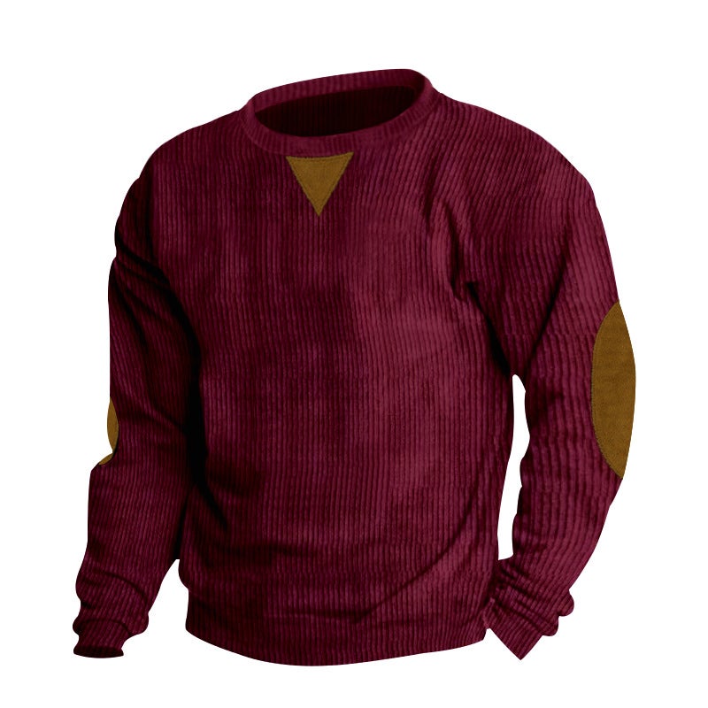 Mens Corduroy Casual Long-Sleeve Sweatshirt Army Green - Image 2