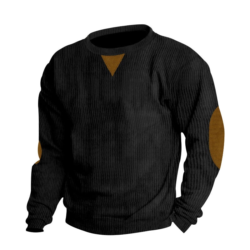 Mens Corduroy Casual Long-Sleeve Sweatshirt Army Green - Image 3