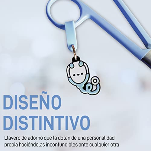 JJ LMS Nursing Scissors - Medical scissors- Blunt Tip Scissors - Stainless Steel - Design - Distinctive Keyring (Blue) - Image 5