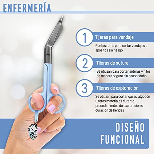 JJ LMS Nursing Scissors - Medical scissors- Blunt Tip Scissors - Stainless Steel - Design - Distinctive Keyring (Blue) - Image 3