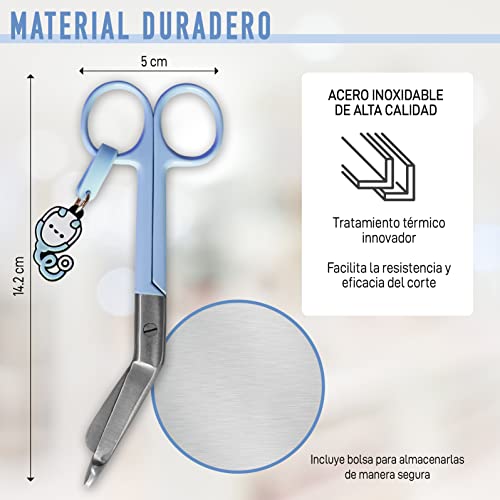JJ LMS Nursing Scissors - Medical scissors- Blunt Tip Scissors - Stainless Steel - Design - Distinctive Keyring (Blue) - Image 2