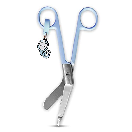 JJ LMS Nursing Scissors - Medical scissors- Blunt Tip Scissors - Stainless Steel - Design - Distinctive Keyring (Blue) - Image 1