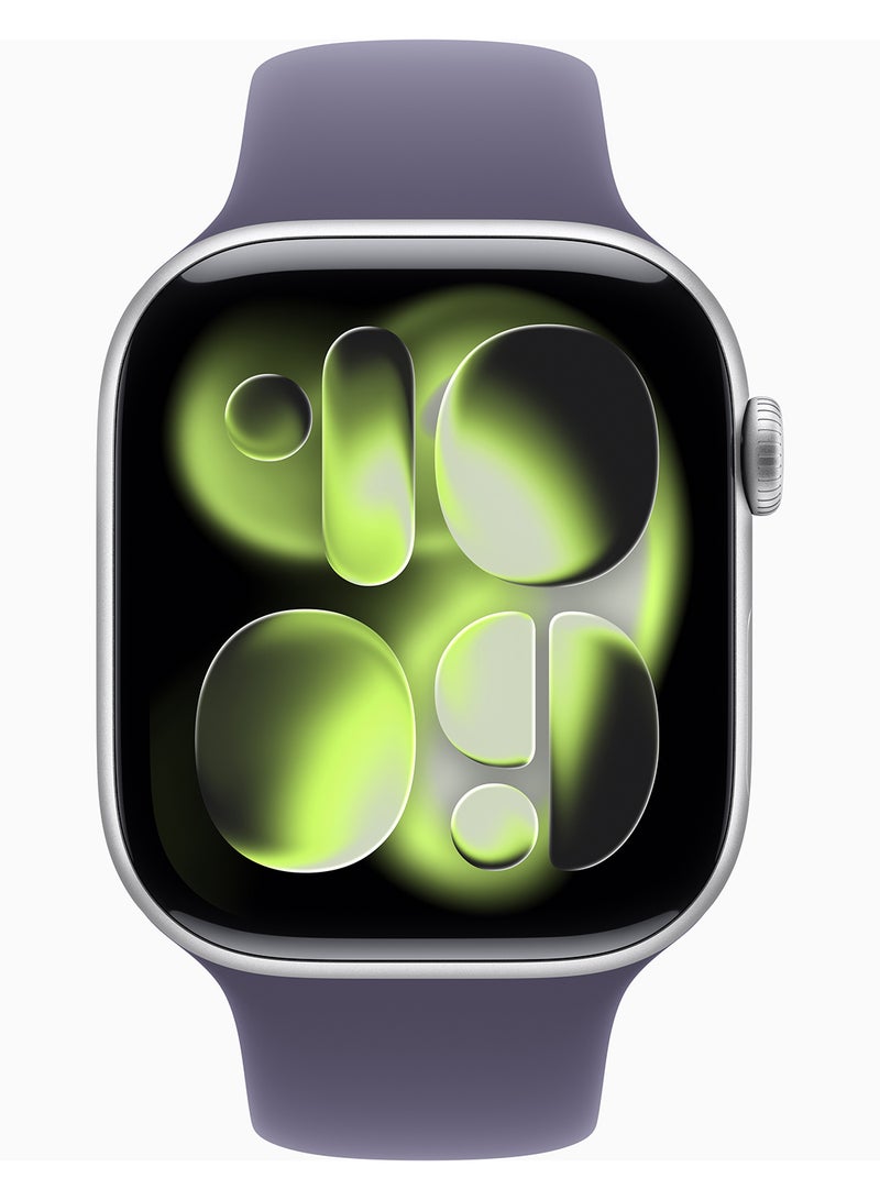 Apple Watch Series 11 GPS + Cellular 46mm (Middle East Version) Silver Aluminium Case With Purple Fog Sport Band - M/L - Image 2