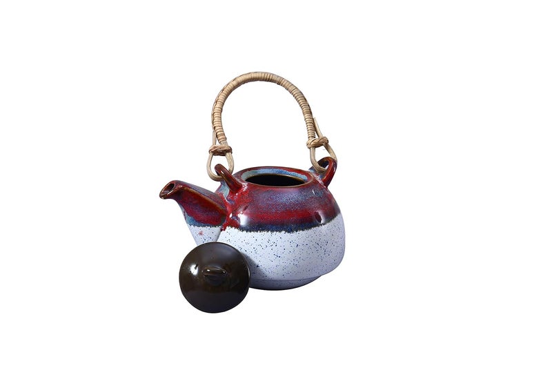 Caffeine Ceramic Handmade Pink White Studio Kettle with Jute Set of 1 - Image 2