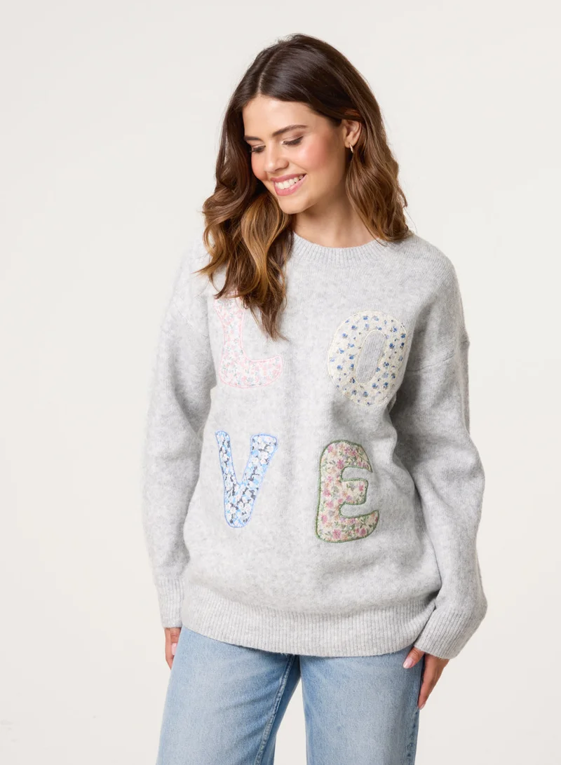 Blue Vanilla Embroidered Love Design Jumper