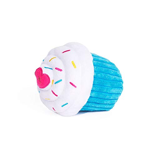 ZippyPaws Birthday Cupcake- Dog Squeaky Toys to Keep Them Busy, Funny Food Plush for Small, Medium, & Large Dogs, Cute Stuffed Puppy Toy, Pet Products, Gift for Dogs of All Breeds, Soft & Cuddly- Blue - Image 3