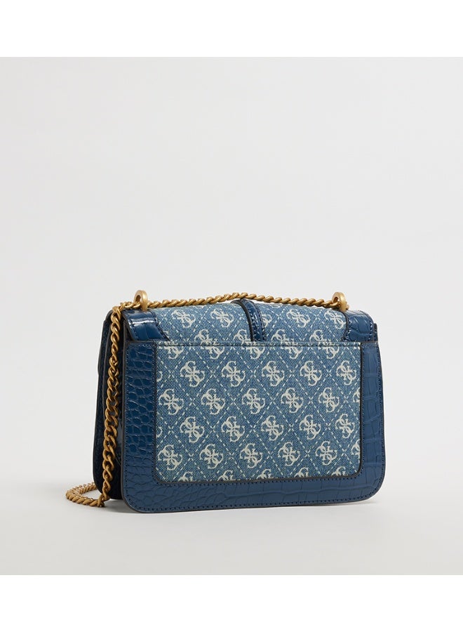 GUESS G James Convertible Crossbody Bag – Denim Blue with Croc-Effect Faux Leather - Image 2
