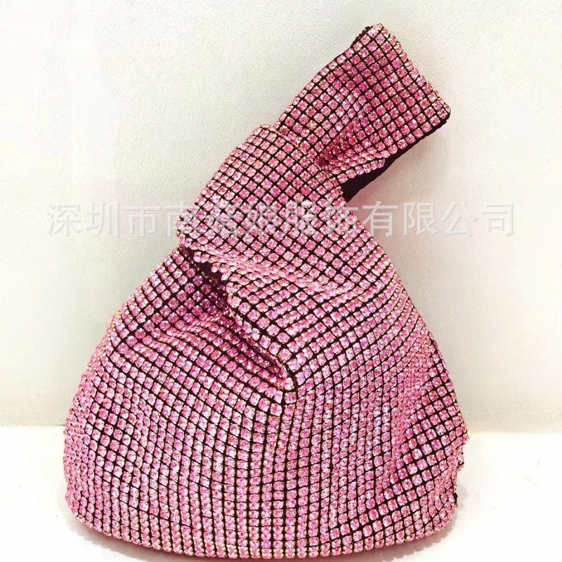 Full Diamond Bag Women'S Niche High-End Fashion Diamond Bucket Bag Rhinestone Chain Bag Portable Small Bag - Image 2