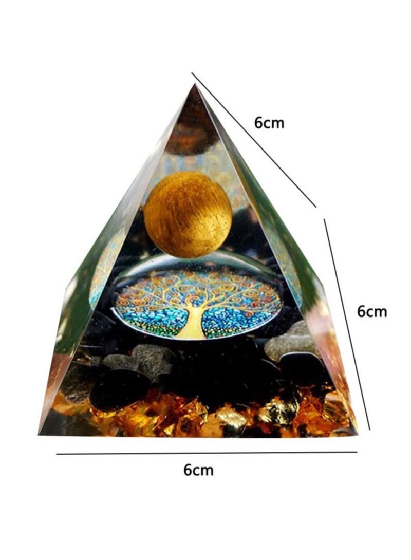 KASTWAVE Moonstone Crystal Orgone Pyramid Crystal Energy Tower Nature Reiki Chakra Crushed Stone Jewelry Flower of Life Crystal Pyramid Healing Chakra Pyramid  - Image 4