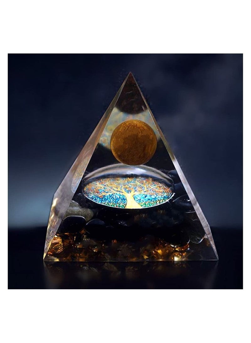 KASTWAVE Moonstone Crystal Orgone Pyramid Crystal Energy Tower Nature Reiki Chakra Crushed Stone Jewelry Flower of Life Crystal Pyramid Healing Chakra Pyramid  - Image 5