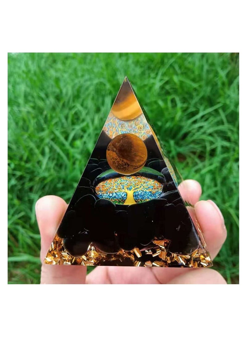 KASTWAVE Moonstone Crystal Orgone Pyramid Crystal Energy Tower Nature Reiki Chakra Crushed Stone Jewelry Flower of Life Crystal Pyramid Healing Chakra Pyramid  - Image 2