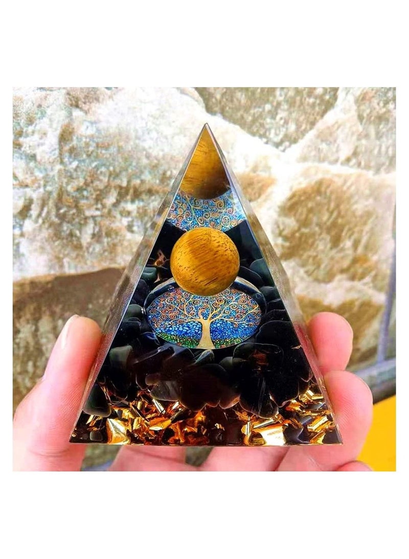 KASTWAVE Moonstone Crystal Orgone Pyramid Crystal Energy Tower Nature Reiki Chakra Crushed Stone Jewelry Flower of Life Crystal Pyramid Healing Chakra Pyramid  - Image 3