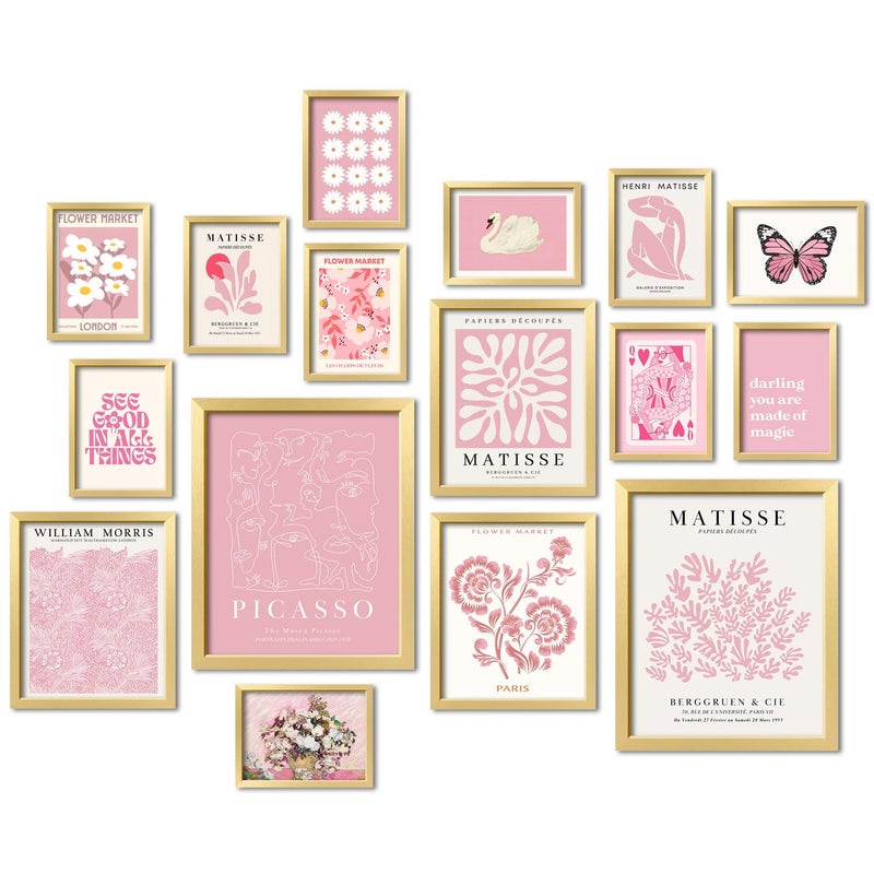 ANERZA 16 PCS Pink Wall Art Decor, Matisse Gallery Wall Prints for Bedroom, Light Pink Posters for Room Aesthetic, Collage Kit Pictures for Living Room, Teen Girls Dorm Home Artwork - Image 1