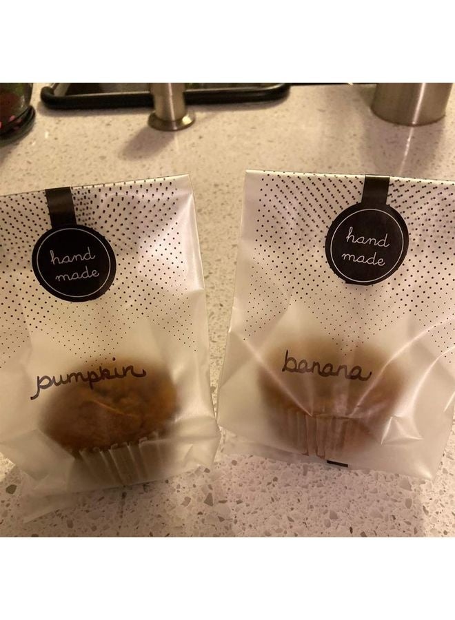 هومستر 100 قطعة من الحقائب البلاستيكية الشفافة/الحقائب المخبوزة مع 100 قطعة مصنوعة يدويا ملصقات لكعكة كوكي حلوى الشوكولاتة وجبة خفيفة التغليف جيد لوجبات المطبخ - Image 5