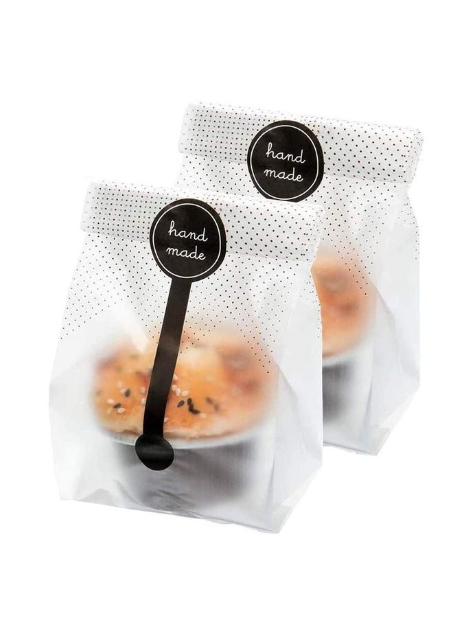هومستر 100 قطعة من الحقائب البلاستيكية الشفافة/الحقائب المخبوزة مع 100 قطعة مصنوعة يدويا ملصقات لكعكة كوكي حلوى الشوكولاتة وجبة خفيفة التغليف جيد لوجبات المطبخ - Image 2