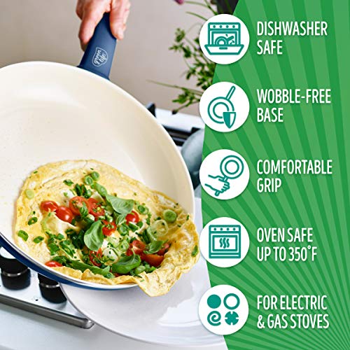 GreenLife Soft Grip Healthy Ceramic Nonstick 12 Piece Cookware Pots and Pans Set, PFAS-Free, Dishwasher Safe, Blue - Image 3