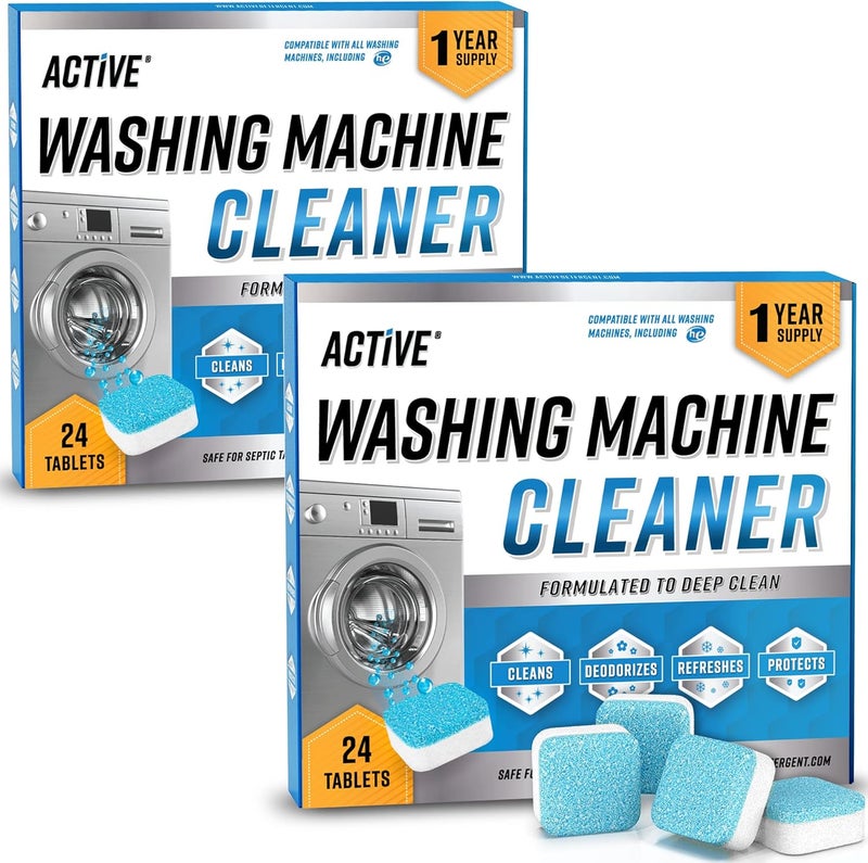 Active Washing Machine Cleaner Descaler 48 Pack - Value Size Deep Cleaning Tablets HE Front Loader & Top Load Washer, Septic Safe Eco-Friendly Deodorizer, Clean Inside Laundry Drum Tub Seal - 48 Count - Image 1