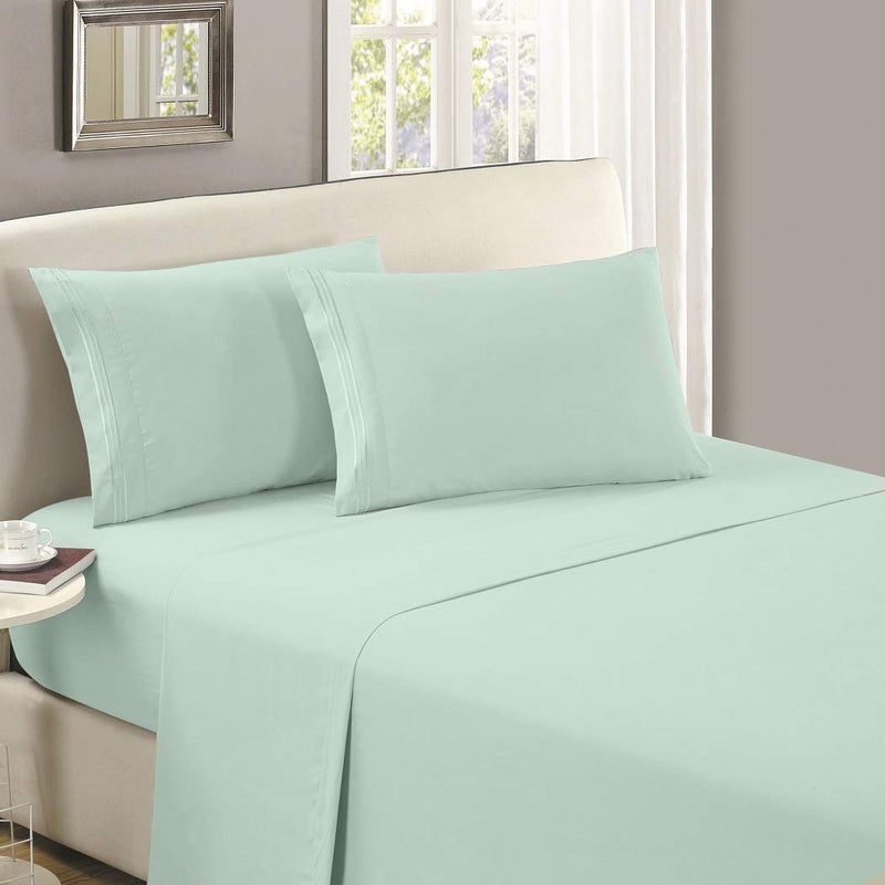 Mellanni Full Flat Sheet Only - Iconic Collection Bedding Sheets - Hotel Luxury  Extra Soft  Cooling Top Sheet - Easy Care - Wrinkle  Fade  Stain Resistant - 1 PC (Full  Spa Blue) - Image 2