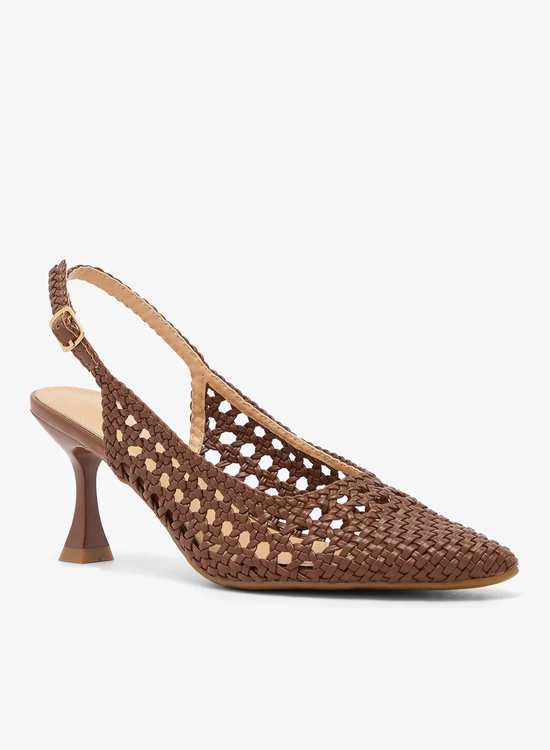 GLAMOROUS Slingback Woven Heeled Pumps