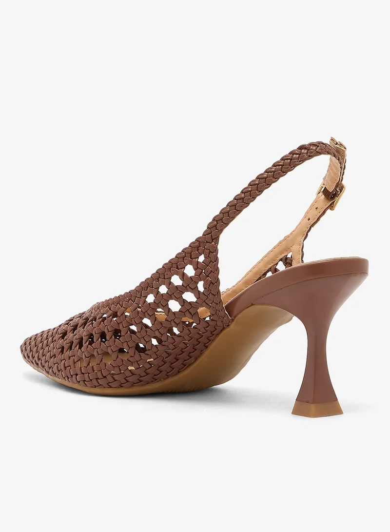 GLAMOROUS Slingback Woven Heeled Pumps
