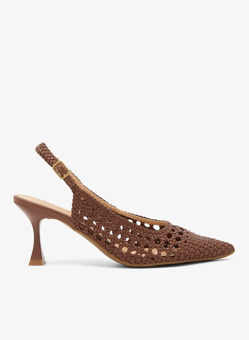 GLAMOROUS Slingback Woven Heeled Pumps