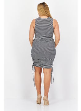 BB Dakota by Steve Madden Women Striped Mini Casual Dress, White  - Image 3