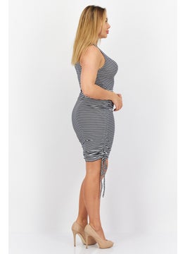 BB Dakota by Steve Madden Women Striped Mini Casual Dress, White  - Image 4