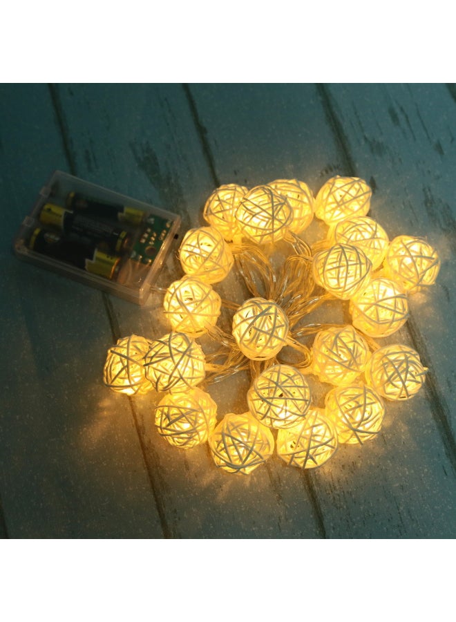 Loquat Rattan Ball Shape Decorative LED Light Gold 2.2meter - Image 2