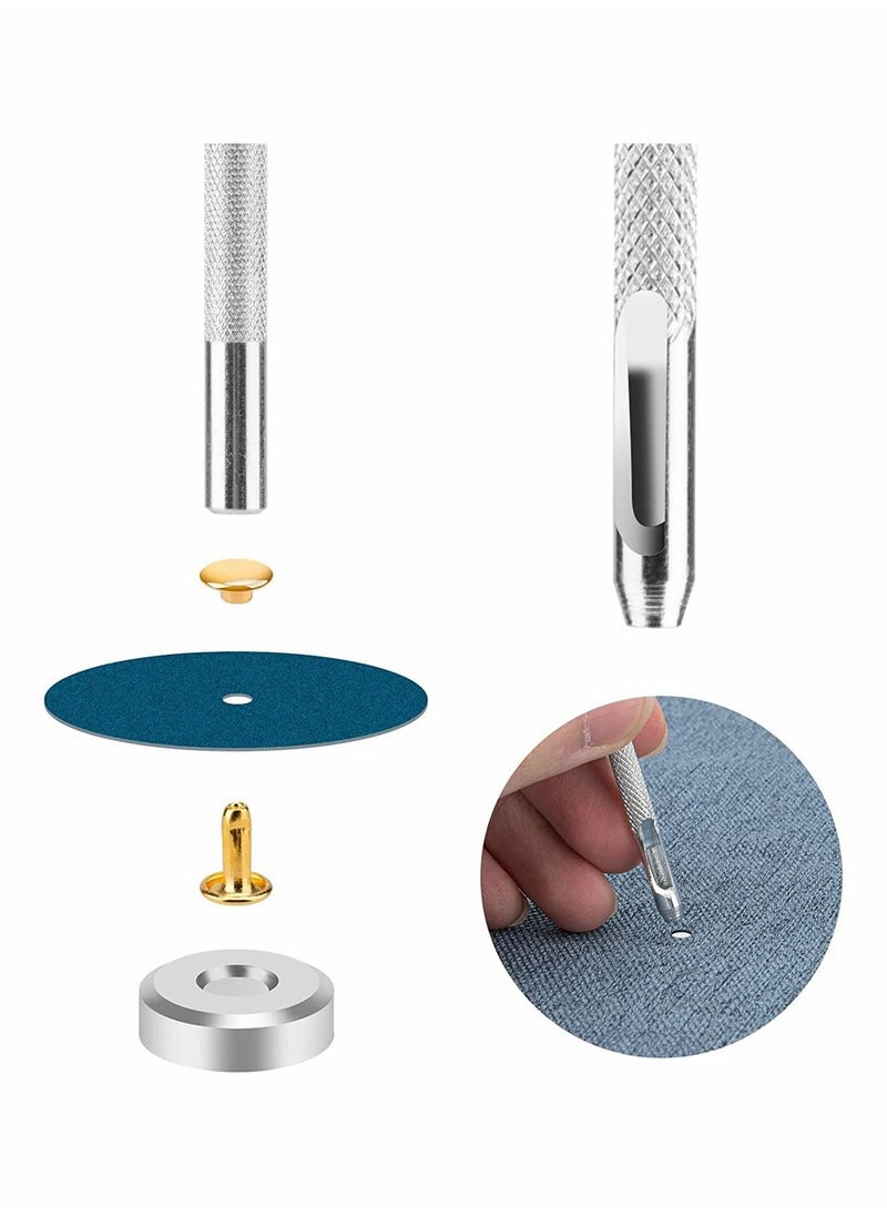 Y&D - 480 Sets Rivets for Leather, Leather Rivet Kit, 4 Colors 3 Sizes and Snaps Crafts, Clothes, Shoes, Boots, Bags, Decoration (Gold, Silver, Bronze Gunmetal) - Image 1