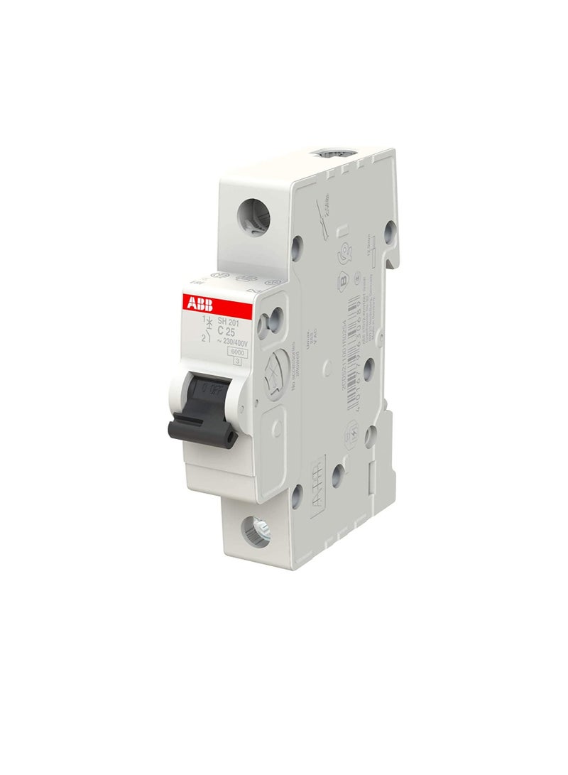 ABB Miniature Circuit Breaker 25A SP MCB 6KA TYPE C SH201-C25 2CDS211001R0254 - Image 2