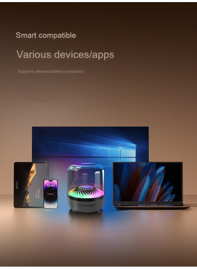 NIBEMINENT Desktop Subwoofer Glass 5 Generation Bluetooth Speaker Glass Black Gold Collection Speaker  - Image 3