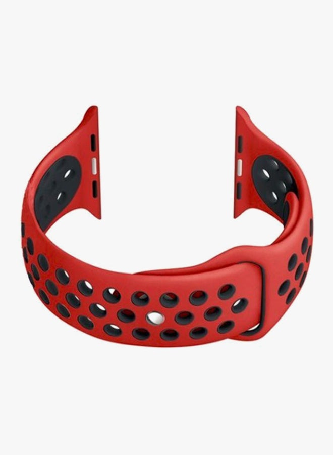 Soft Silicone Replacement Wrist Band For Apple Watch Series 3/2/1 Red/Black - Image 2