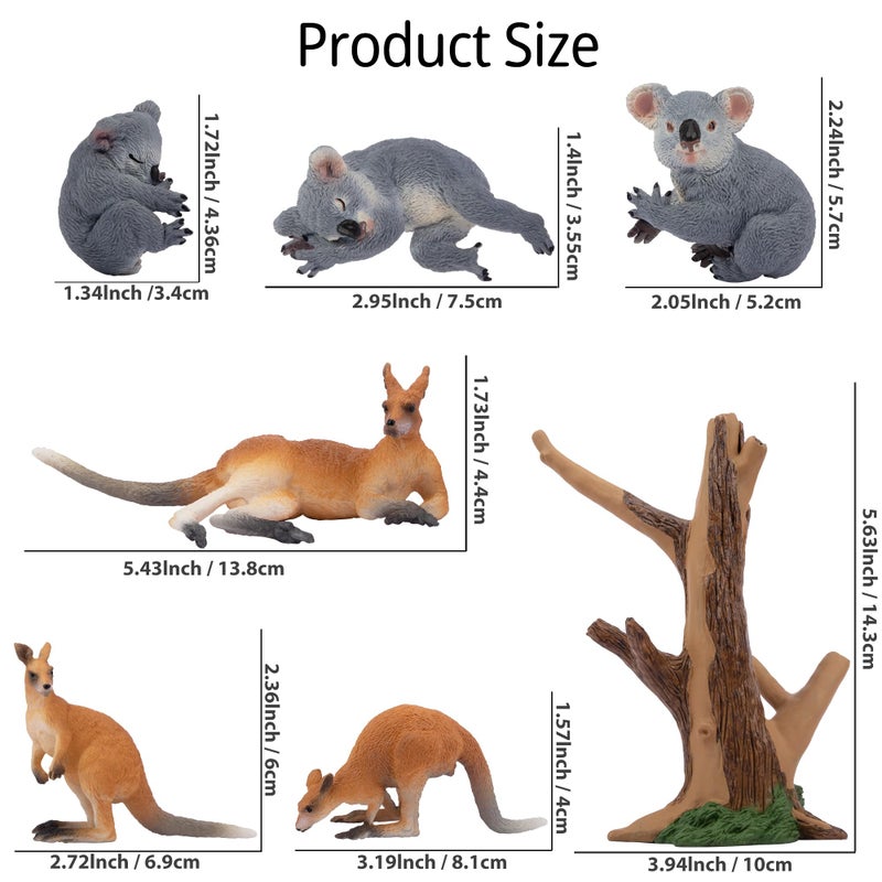 Toymany 7PCS Australian Wildlife Animal Figurines Includes Koala and Kangaroo Figure Toy, Plastic Forest Animal Figures Toy Set, Cake Toppers Christmas Birthday Gift for Kids Toddlers - Image 5