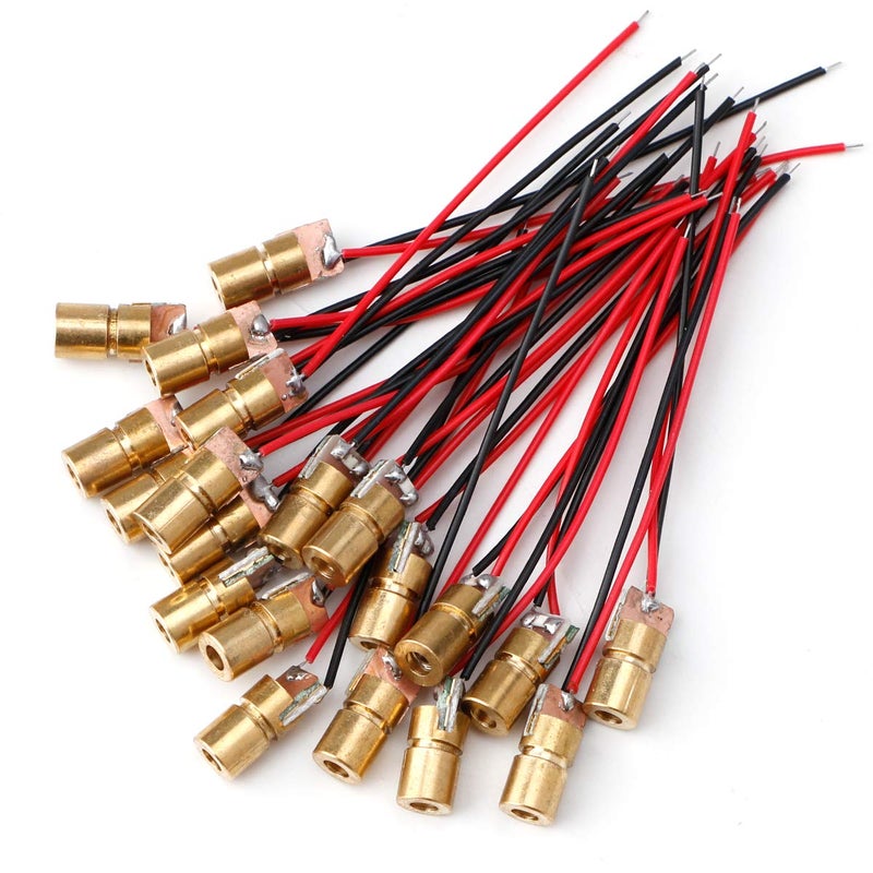 MakerFocus 20pcs 5V 650nm 5mW Red Dot Laser Head Red Laser Diode Laser Tube with Leads Head Outer Diameter 6mm - Image 1