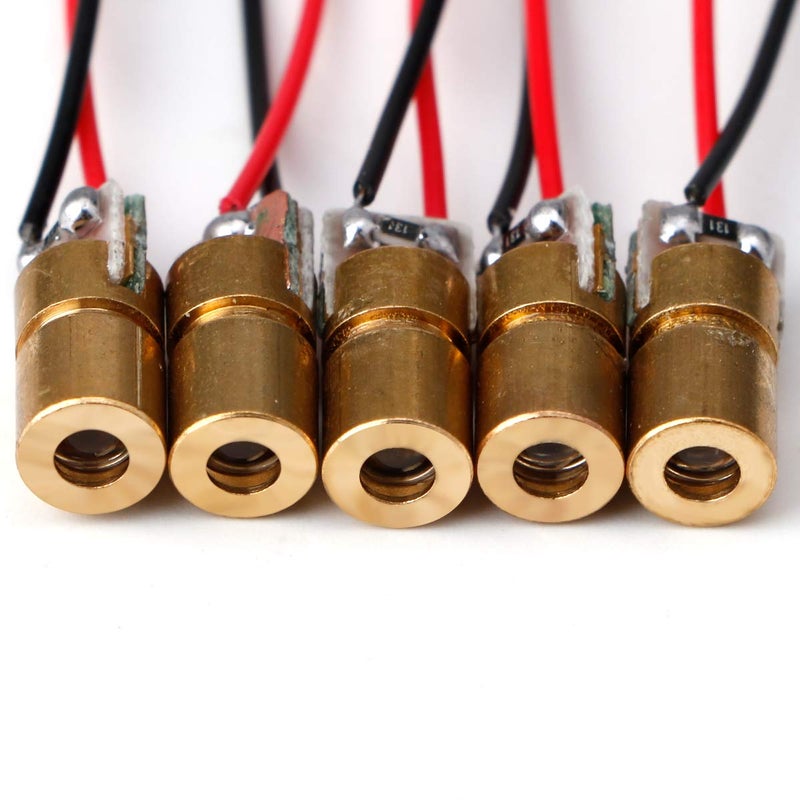 MakerFocus 20pcs 5V 650nm 5mW Red Dot Laser Head Red Laser Diode Laser Tube with Leads Head Outer Diameter 6mm - Image 4