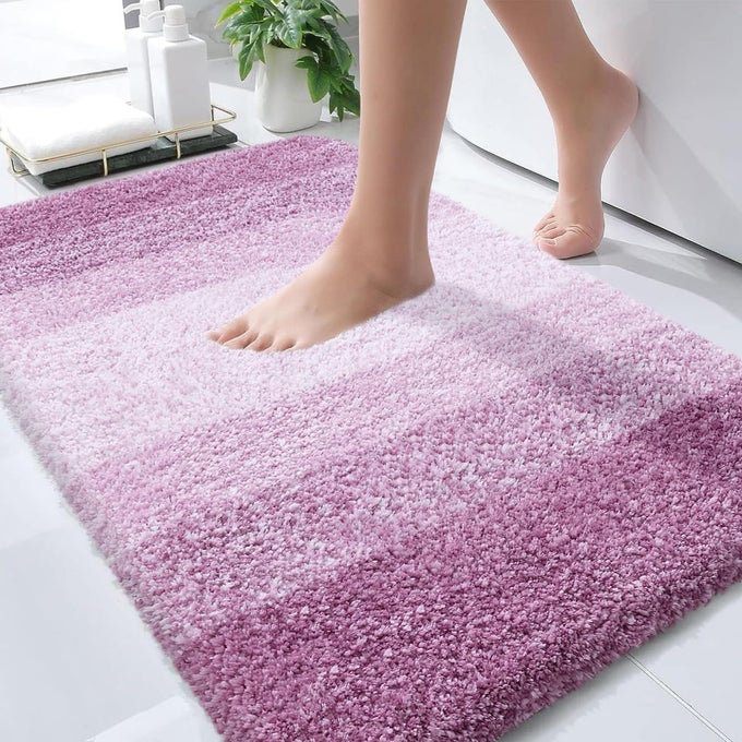 BATHROOM RUGS MAT 30X20 EXTRA SOFT ABSORBENT MICROFIBER BATH RUGS RUBBER BACKING QUICK DRY WASHABLE BATH MATS FOR BATHROOM FLOOR TUB SHOWER AND HOME DECOR ACCESSORIES PINKISHPURPLE