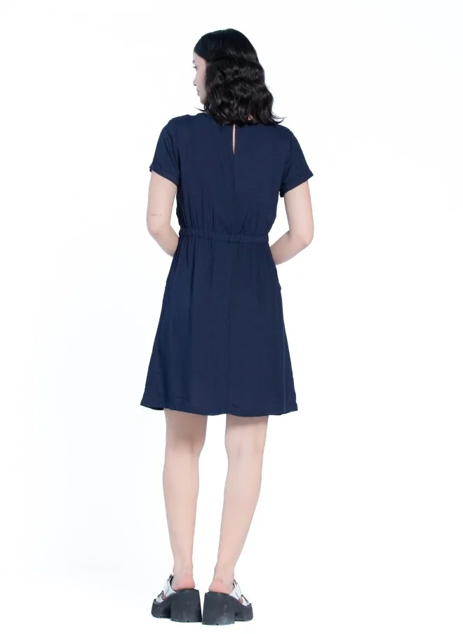 هايليز Navy Casual Elastic Waist Dress