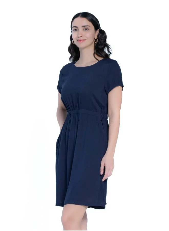 هايليز Navy Casual Elastic Waist Dress