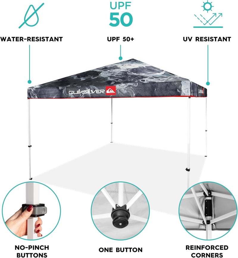 QUIKSILVER QUIKSILVER 10x10 Pop Up Canopy  Beach Tent with One Push Setup  Outdoor Sun Shade for Beach Events Parties Camping  Portable Gazebo with Carry Bag - Image 4
