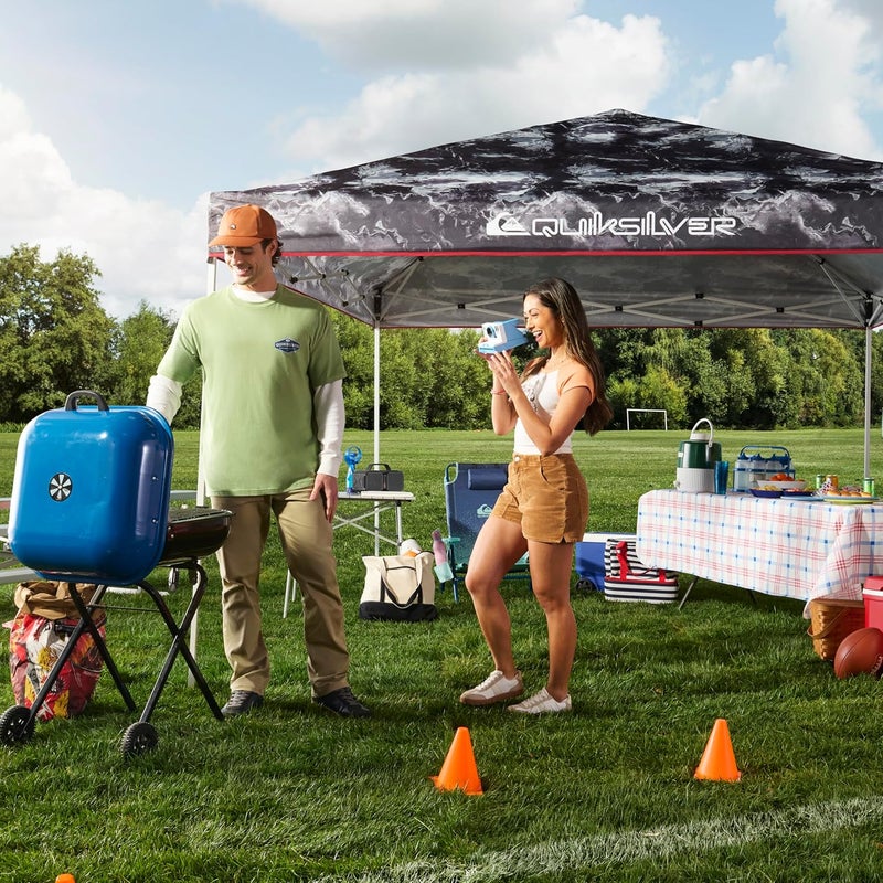 QUIKSILVER QUIKSILVER 10x10 Pop Up Canopy  Beach Tent with One Push Setup  Outdoor Sun Shade for Beach Events Parties Camping  Portable Gazebo with Carry Bag - Image 1
